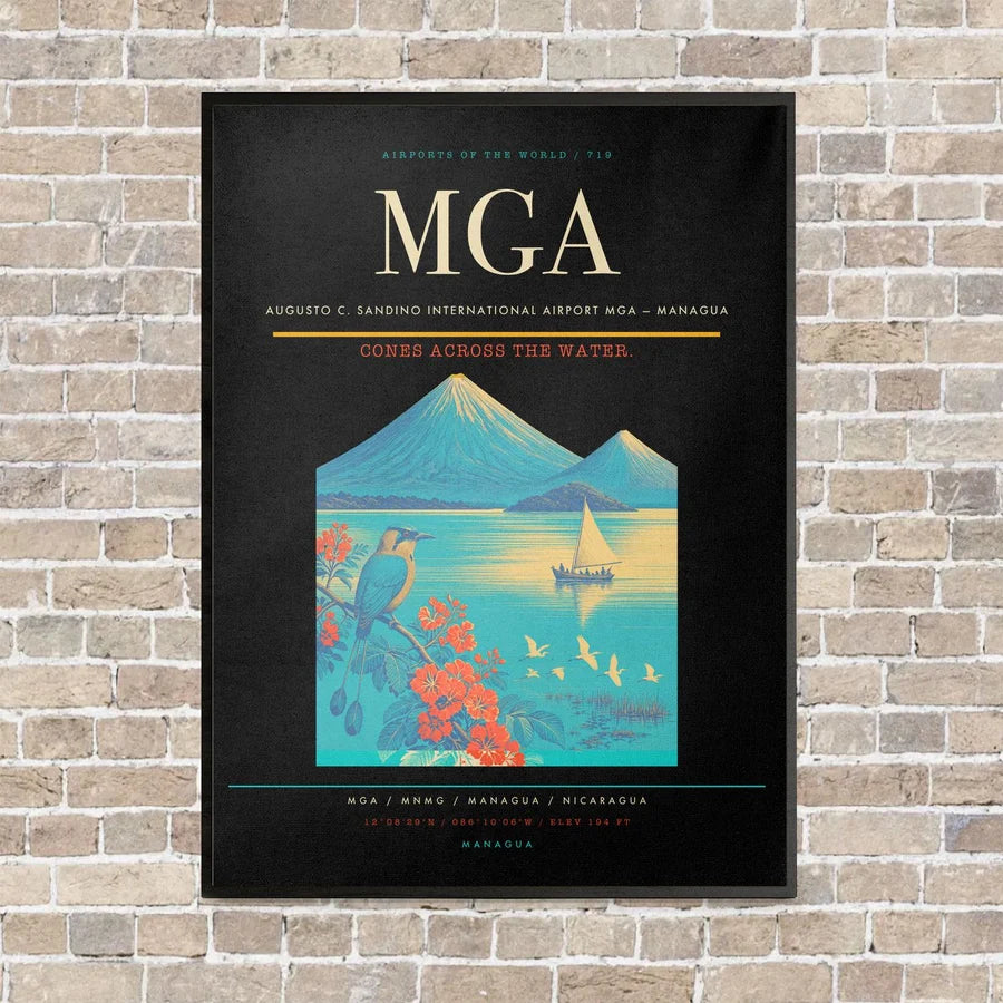 Augusto C. Sandino International Airport MGA — Managua vertical canvas print - framed - black background
