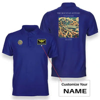 Thumbnail for VINTAGE G4123 - The Mountain Jetport - Double-Side Polo T-Shirt design on blue+name