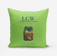 Thumbnail for London Gatwick Airport (LGW) design on light green pillow
