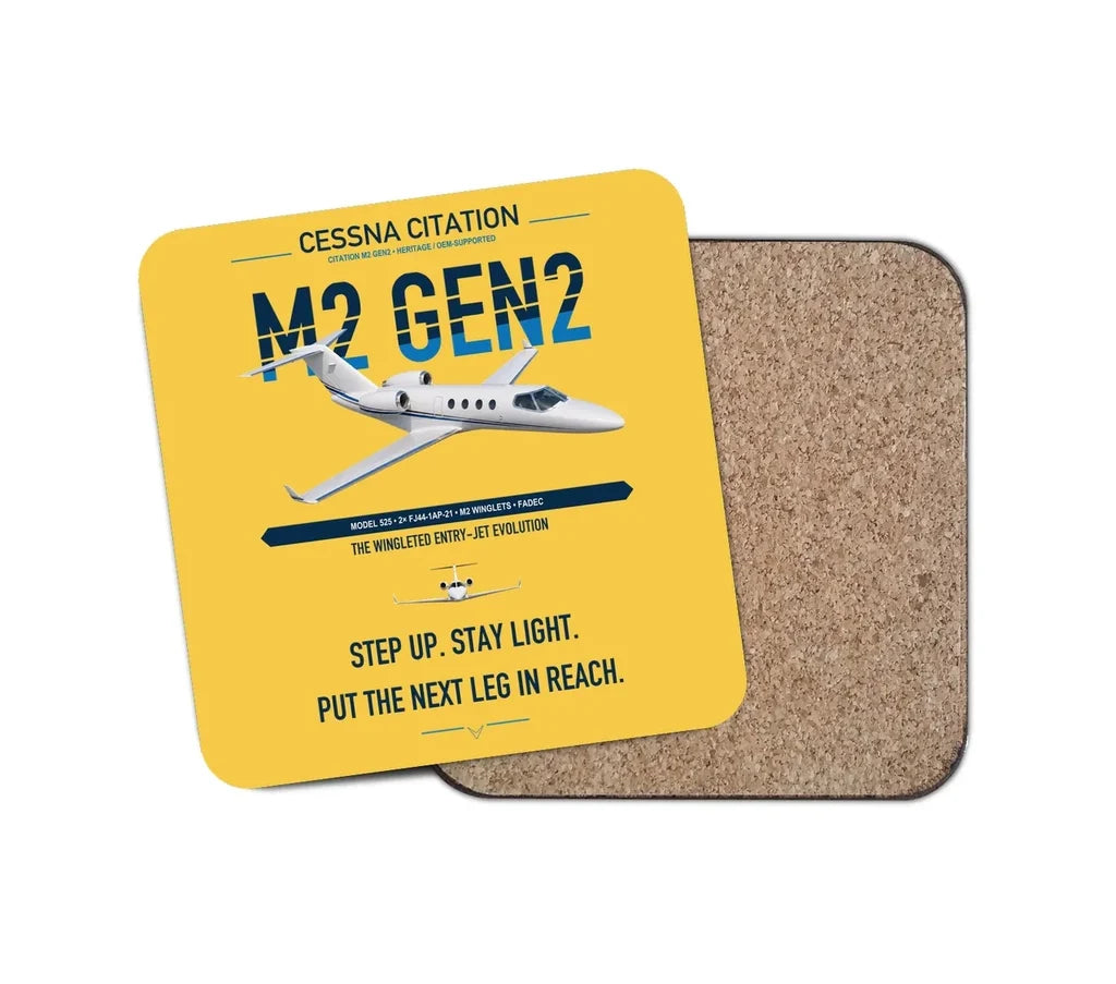 Cessna Citation M2 Gen2 design on yellow 1 piece coaster