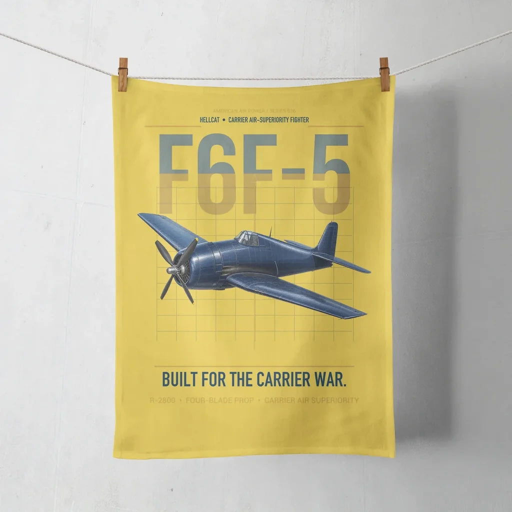 F6F-5 Hellcat design on yellow towel