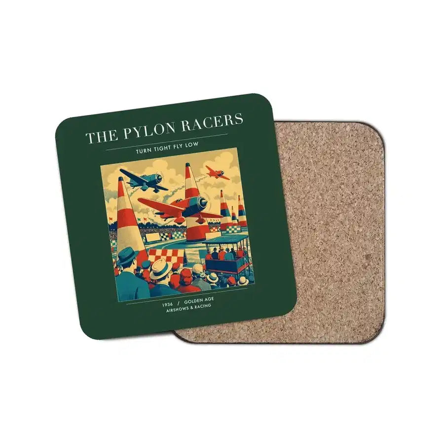The Pylon Racers - Designed Coasters design on dark green 1-piece