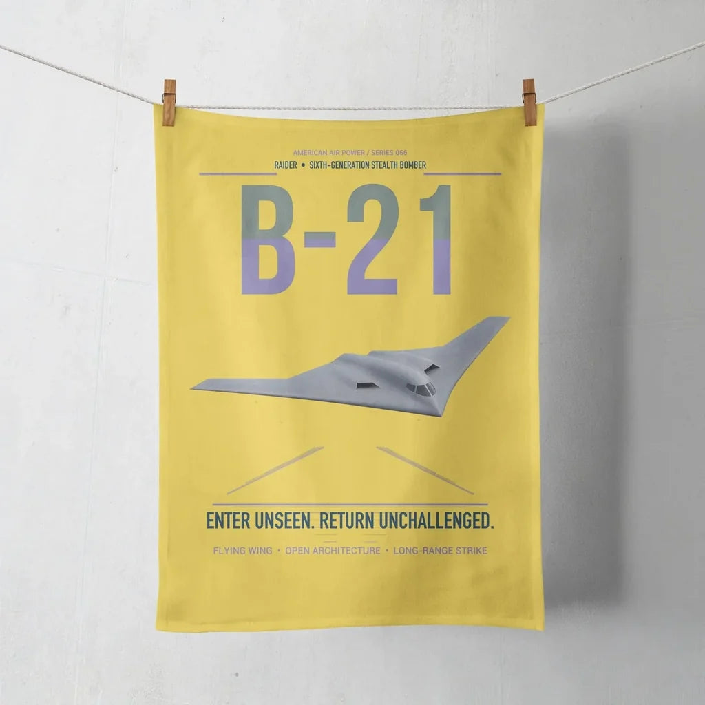 B-21 Raider design on yellow towel