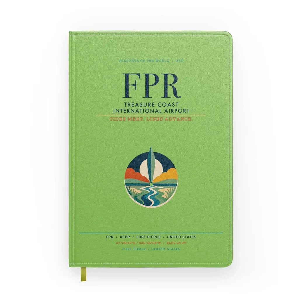 Treasure Coast International Airport (FPR) design on light green notebook