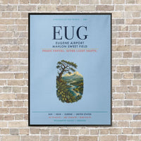 Thumbnail for Eugene Airport Mahlon Sweet Field EUG vertical canvas print - framed - light blue background
