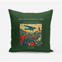 Thumbnail for VINTAGE G4445 - The Grape Harvest Hop - Designed Pillows design on darkgreen
