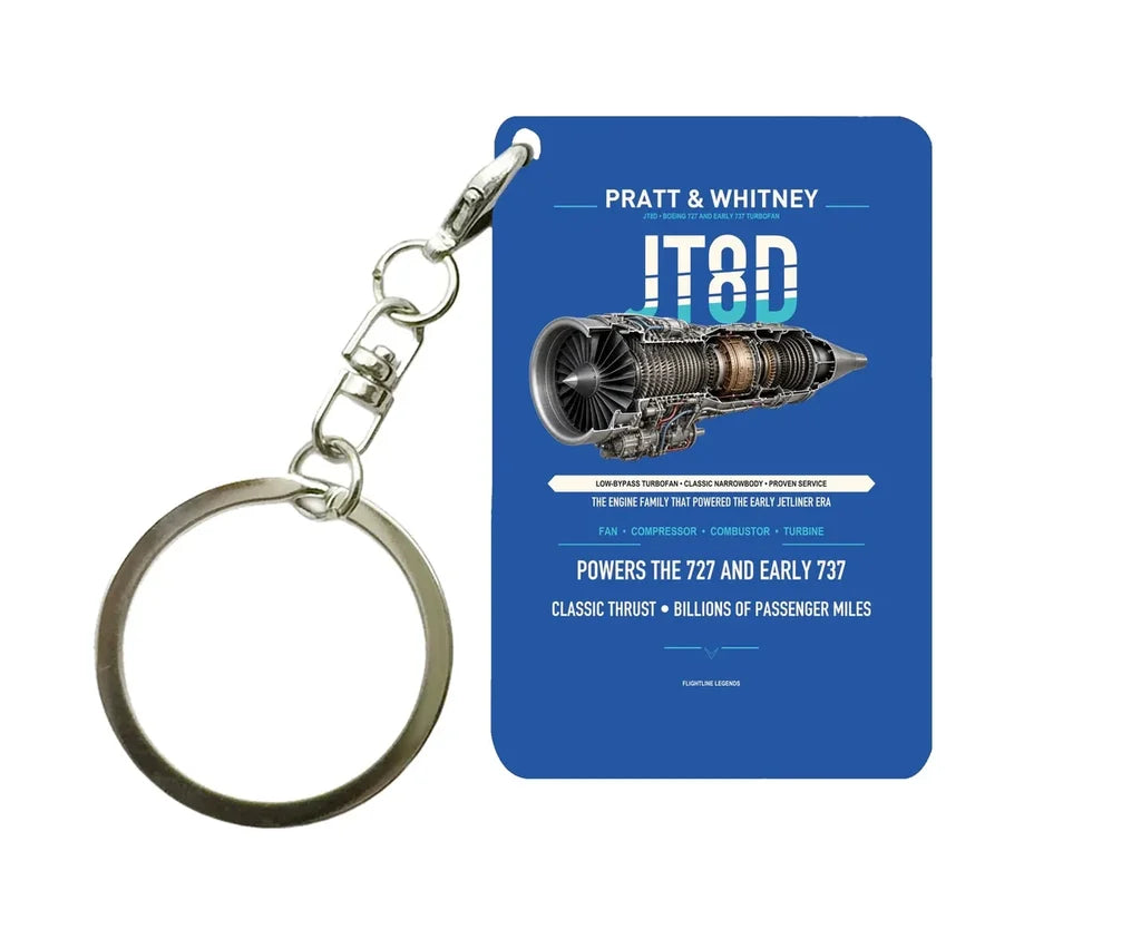 JT8D Key Chain design on blue key chain