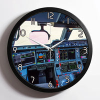 Thumbnail for Airbus A350 Cockpit aviation design on premium wood and metal wall clock.