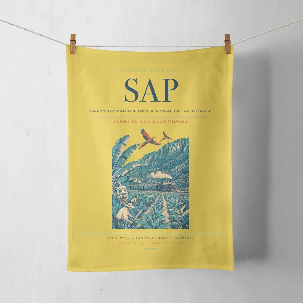 Ramón Villeda Morales International Airport (SAP) design on yellow towel