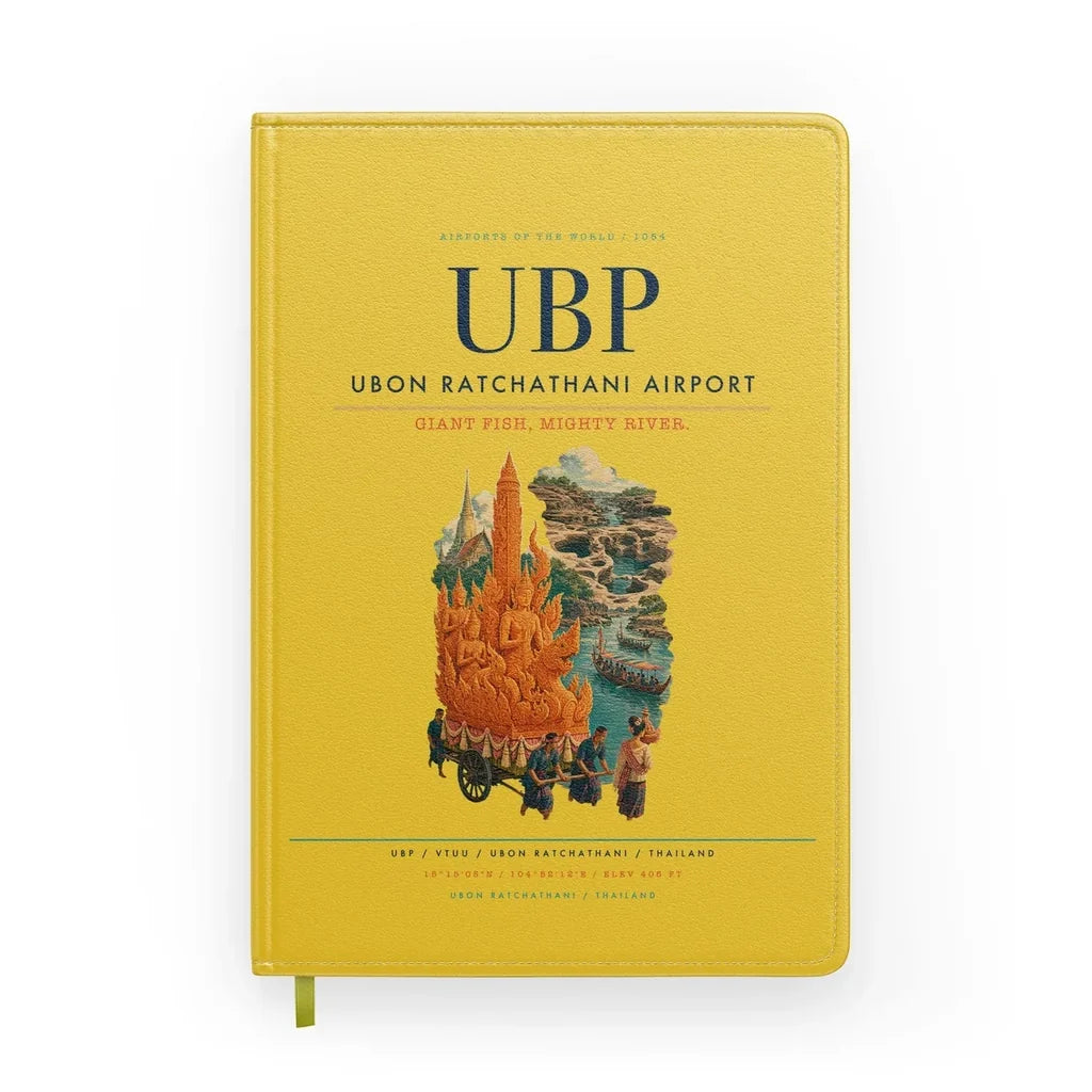 Ubon Ratchathani Airport (UBP) design on yellow notebook