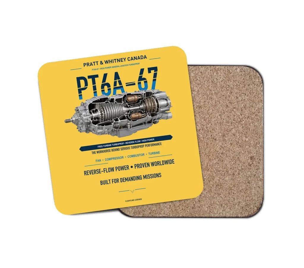 PT6A-67 design on yellow 1 piece coaster
