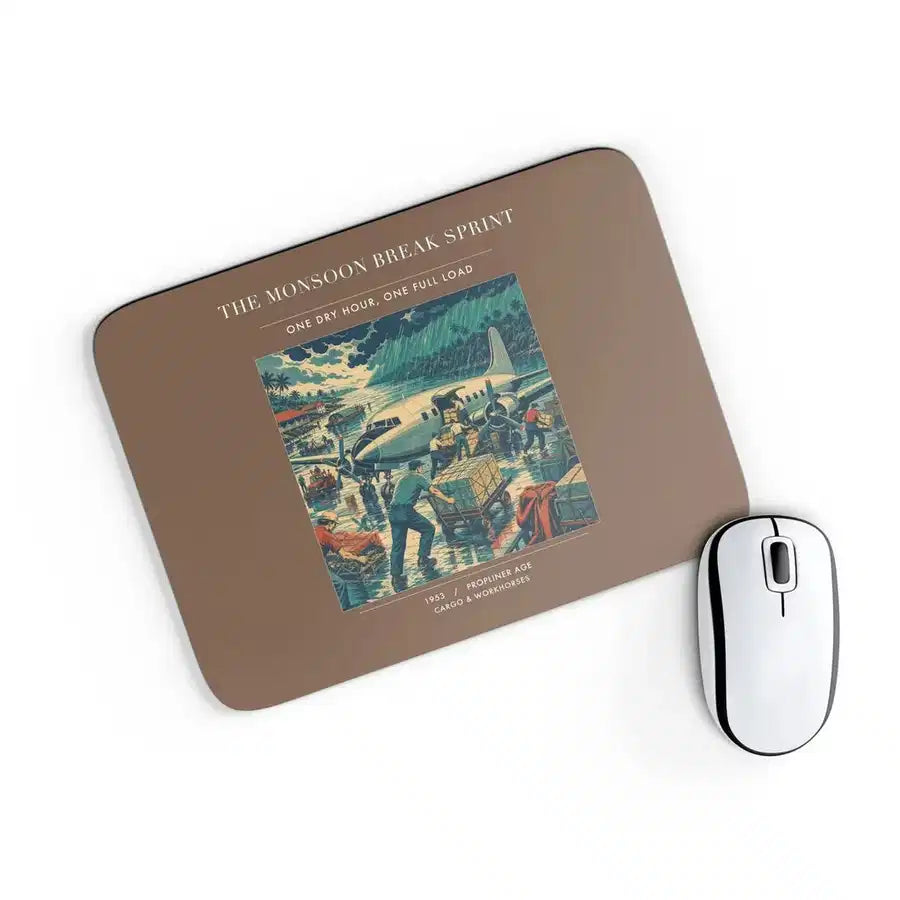 VINTAGE G4495 - The Monsoon Break Sprint - Designed Mouse Pads design on brown rectangle