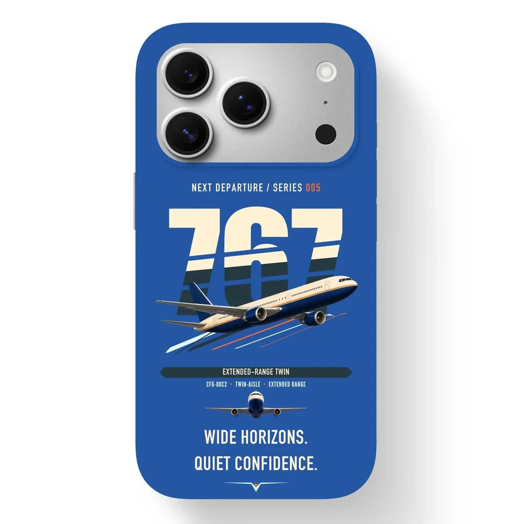 Boeing 767-300ER design on blue magsafe iphone case