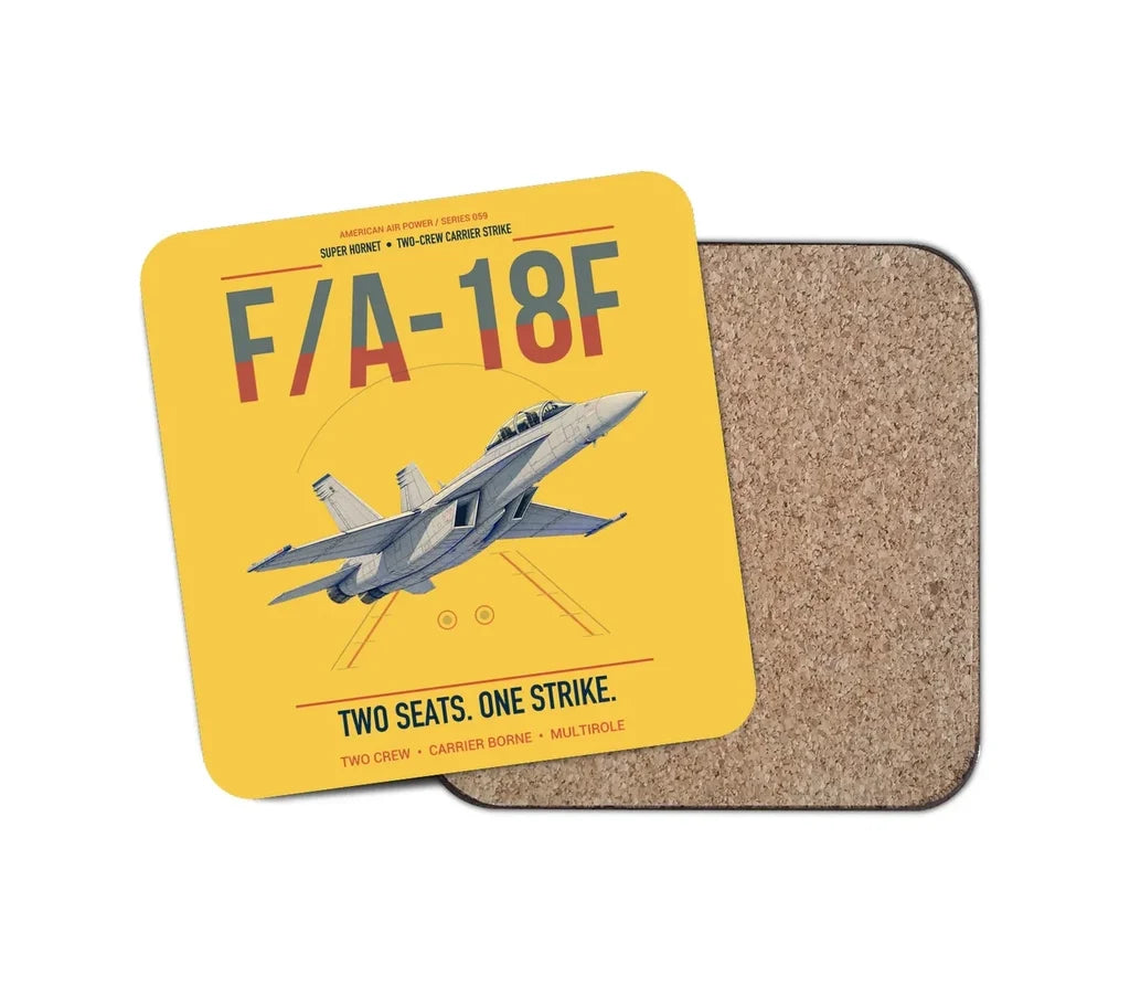 F-A-18F Super Hornet design on yellow 1 piece coaster