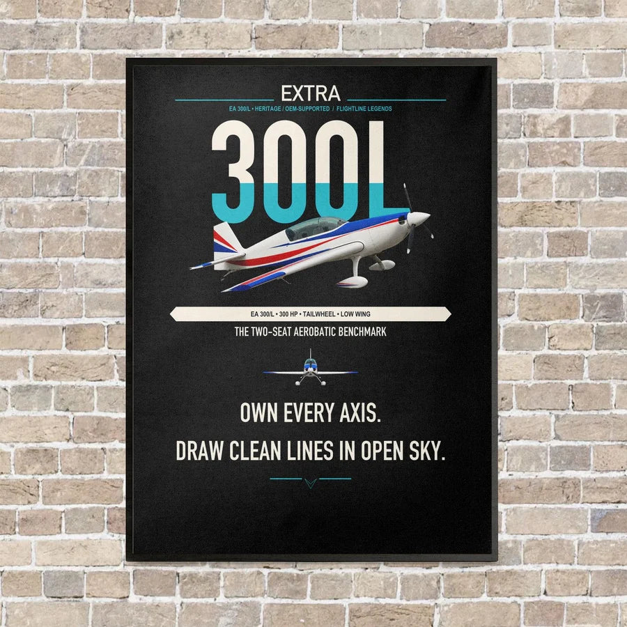 Extra 300L vertical canvas print - framed - black background
