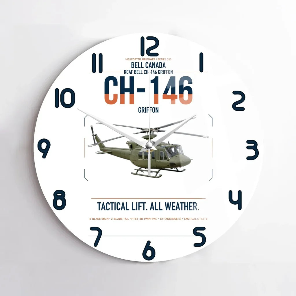 Bell Canada CH-146 Griffon design on white no frame wall clock