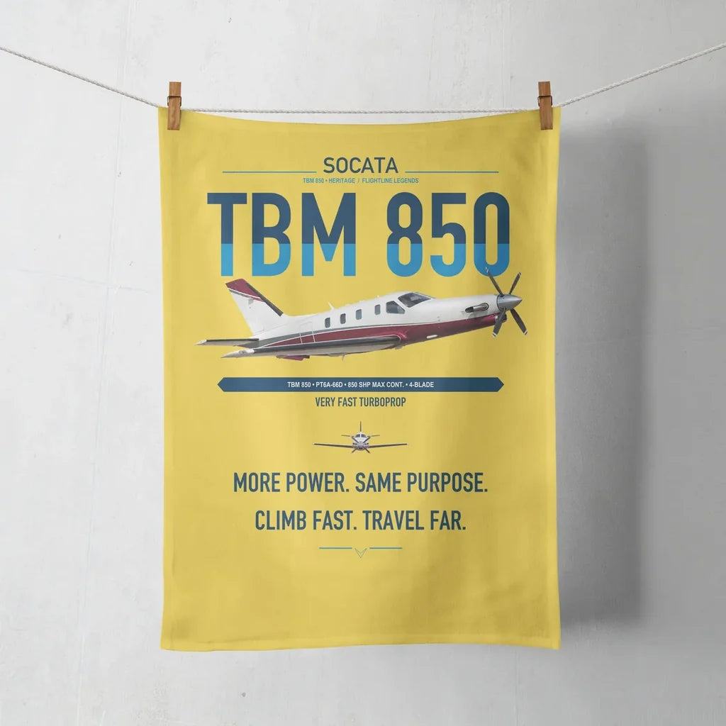 Socata TBM 850 design on yellow towel