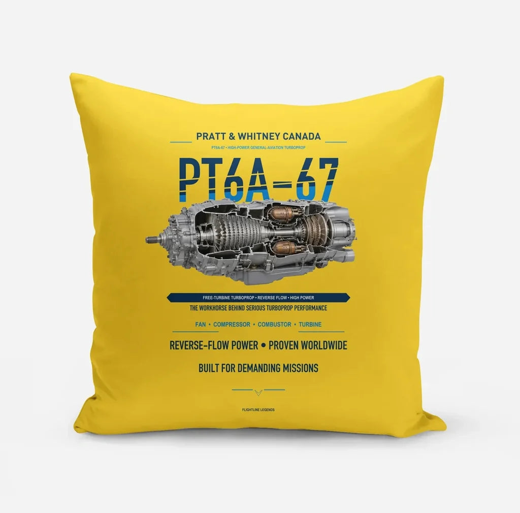 PT6A-67 design on yellow pillow
