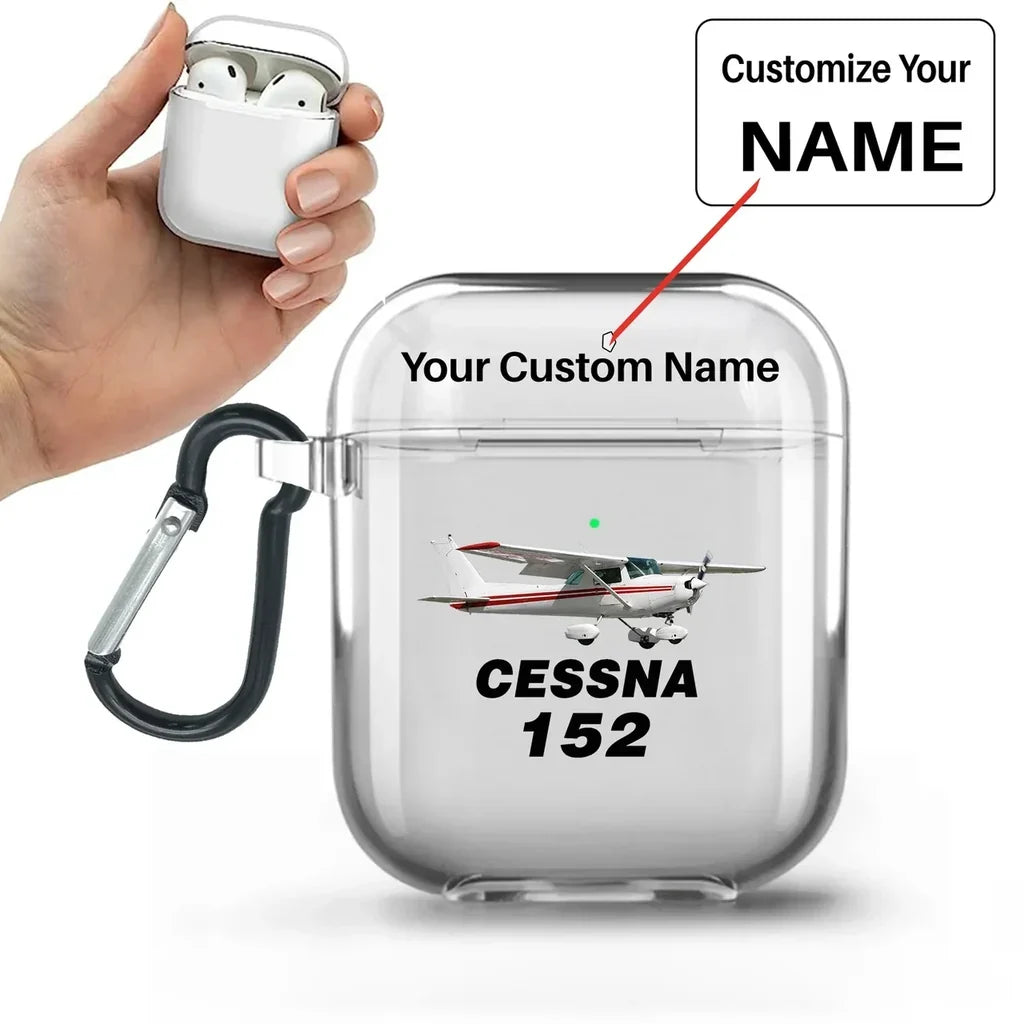 The Cessna 152 AirPods transparent case - With Buckle +Name