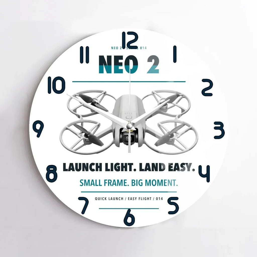 DJI Neo 2 design on white no frame wall clock