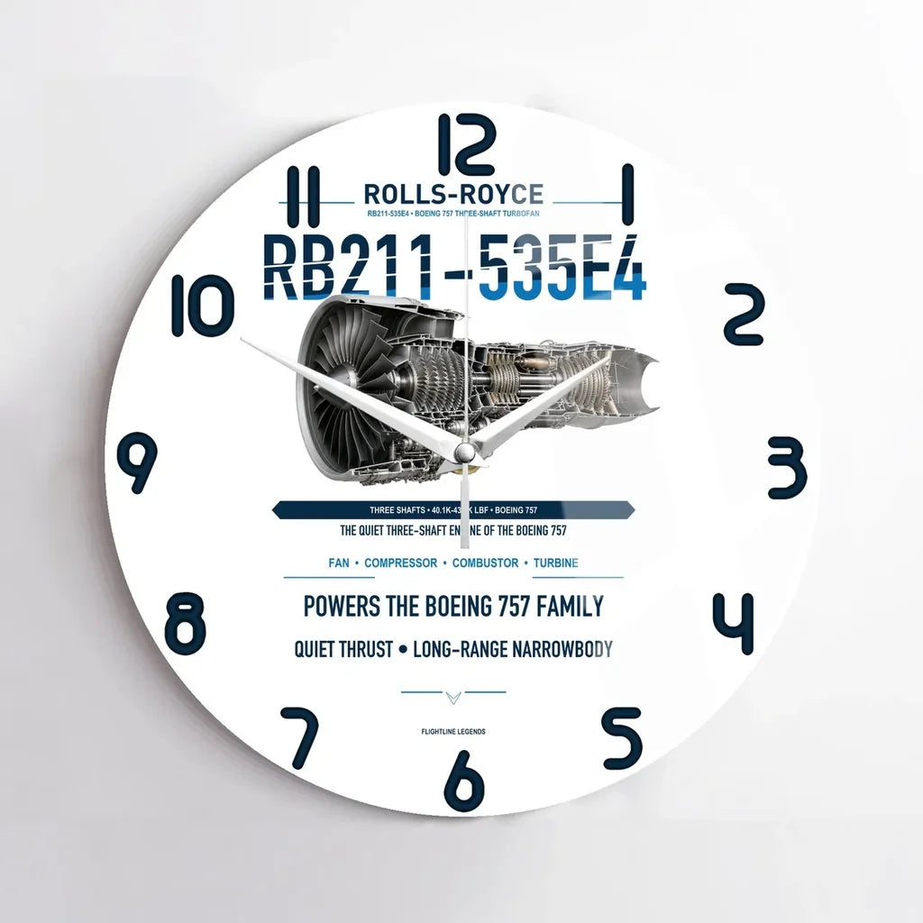 RB211-535E4 design on white no frame wall clock