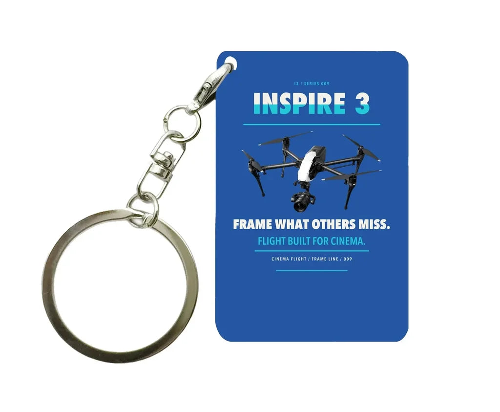 DJI Inspire 3 Key Chain design on blue key chain