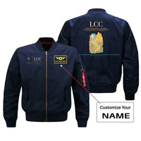 Thumbnail for Lecce Galatina Air Base (LCC) design on blue bomber jacket with custom name patch