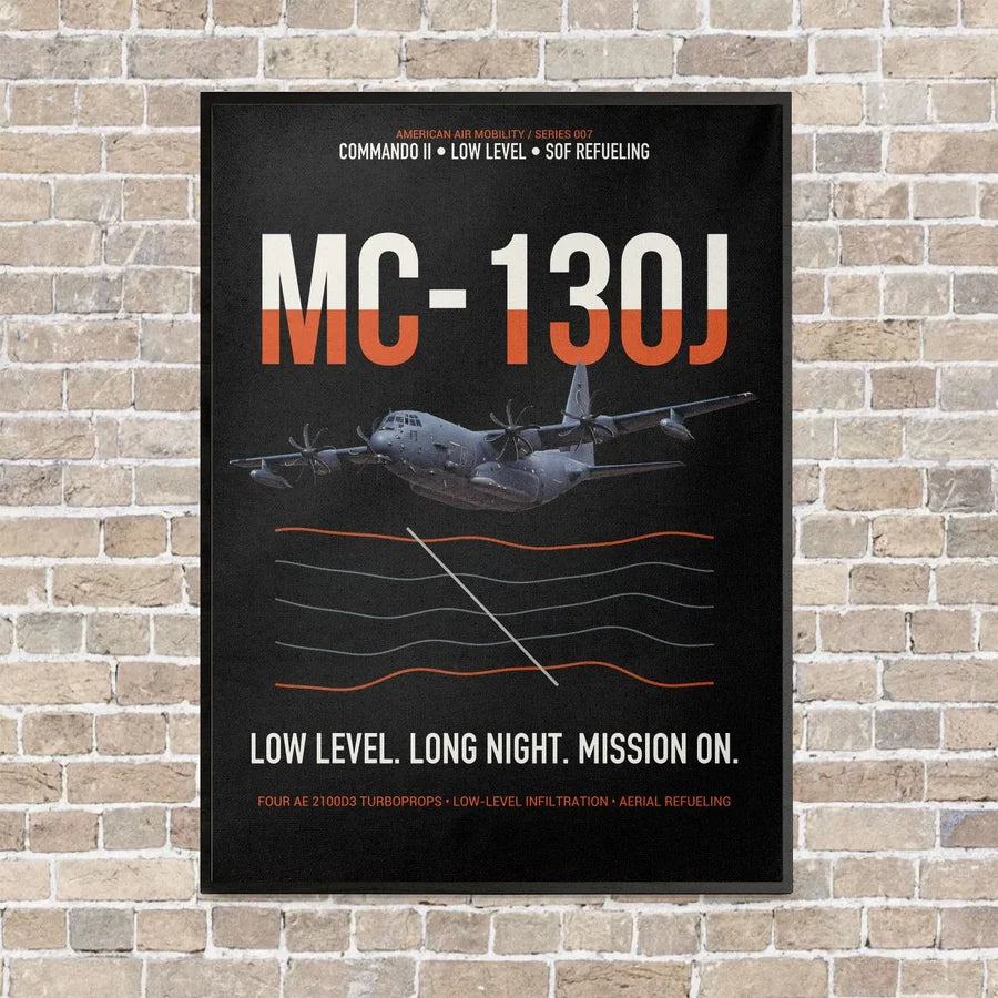 MC-130J COMMANDO II vertical canvas print - framed - black background