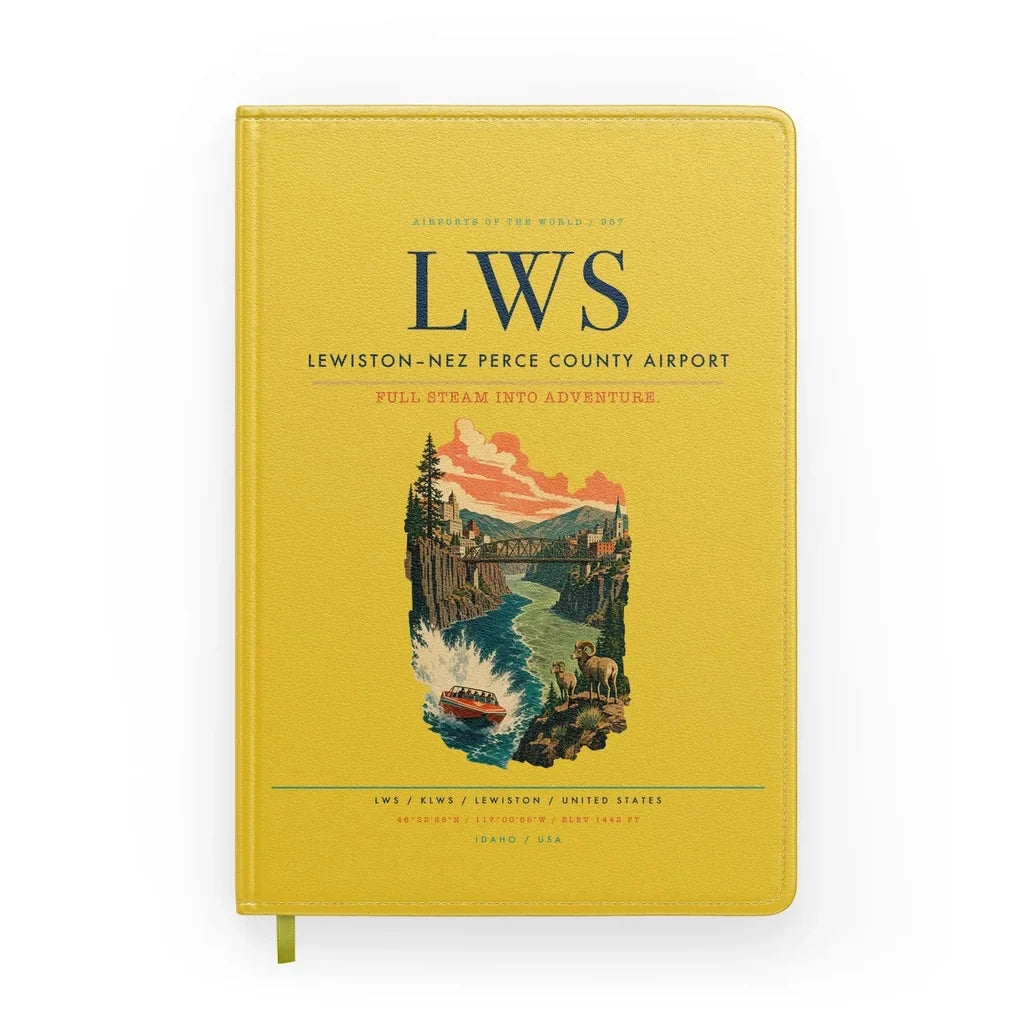 Lewiston–Nez Perce County Airport (LWS) design on yellow notebook