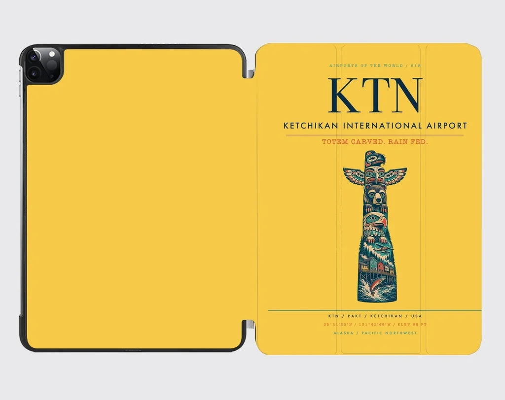 Ketchikan International Airport (KTN) design on yellow ipad tablet case