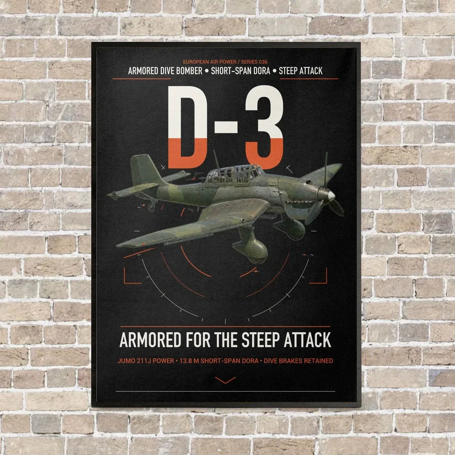 Junkers Ju 87D-3 vertical canvas print - framed - black background