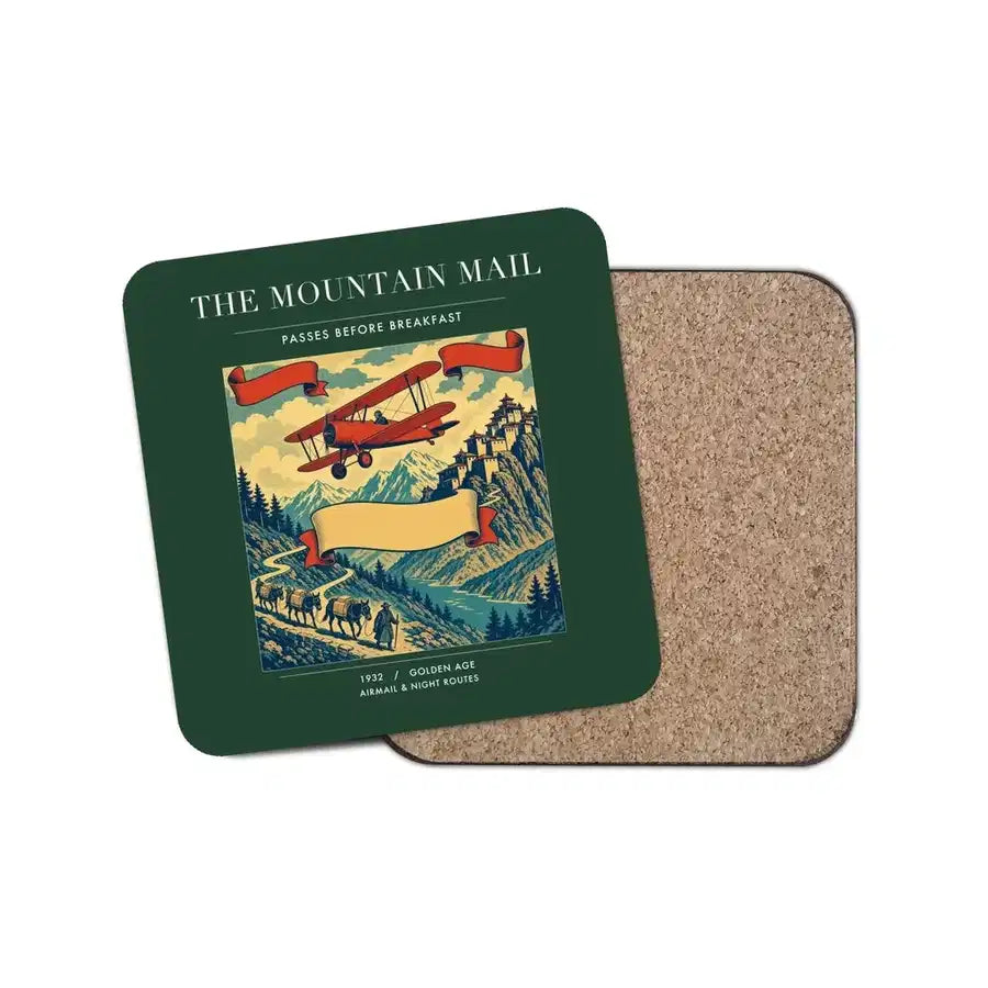The Mountain Mail - Designed Coasters design on dark green 1-piece