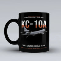 Thumbnail for KC-10A EXTENDER design on black ceramic mug, double-side print