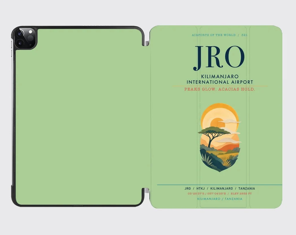 Kilimanjaro International Airport (JRO) design on light green ipad tablet case
