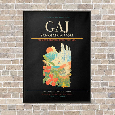 Yamagata Airport GAJ vertical canvas print - framed - black background