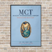Thumbnail for Muscat International Airport MCT vertical canvas print - framed - light blue background