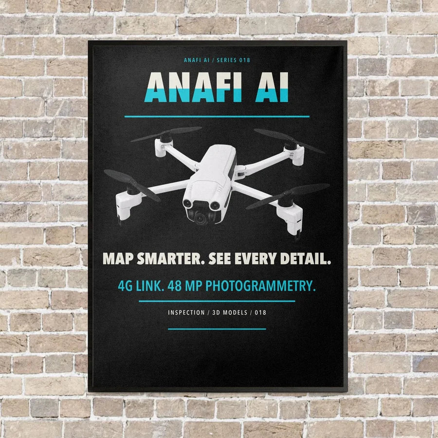 Parrot ANAFI Ai vertical canvas print - framed - black background