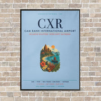 Thumbnail for Cam Ranh International Airport Nha Trang CXR vertical canvas print - framed - light blue background