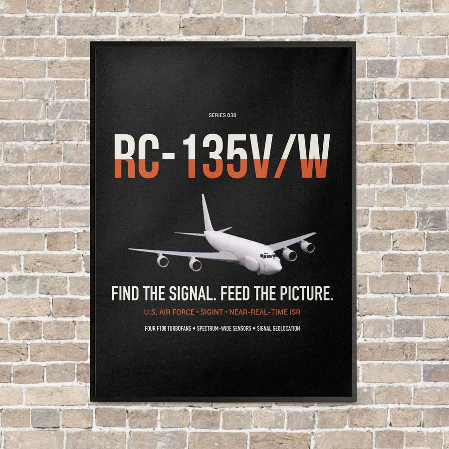 RC-135V W Rivet Joint vertical canvas print - framed - black background