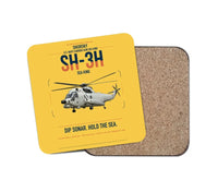 Thumbnail for Sikorsky SH-3H Sea King design on yellow 1 piece coaster