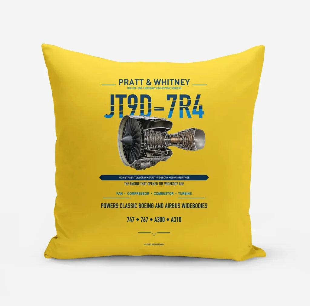 JT9D-7R4 design on yellow pillow