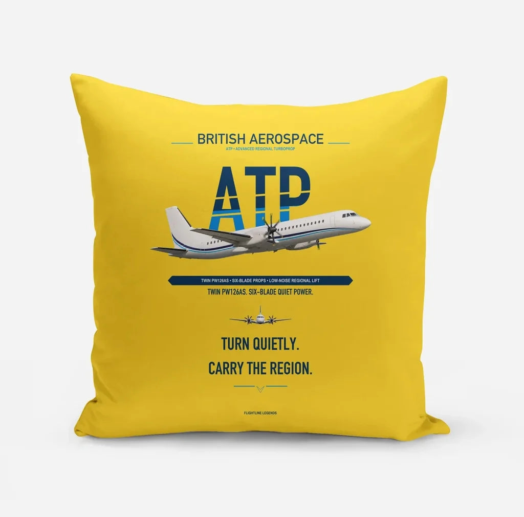 British Aerospace ATP design on yellow pillow