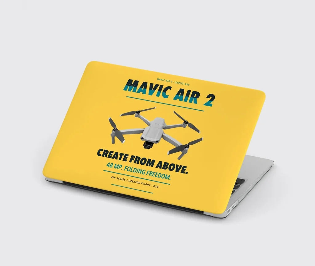 DJI Mavic Air 2 design on yellow MacBook case