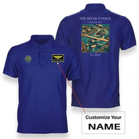 Thumbnail for VINTAGE G4050 - The River Patrol - Double-Side Polo T-Shirt design on blue+name