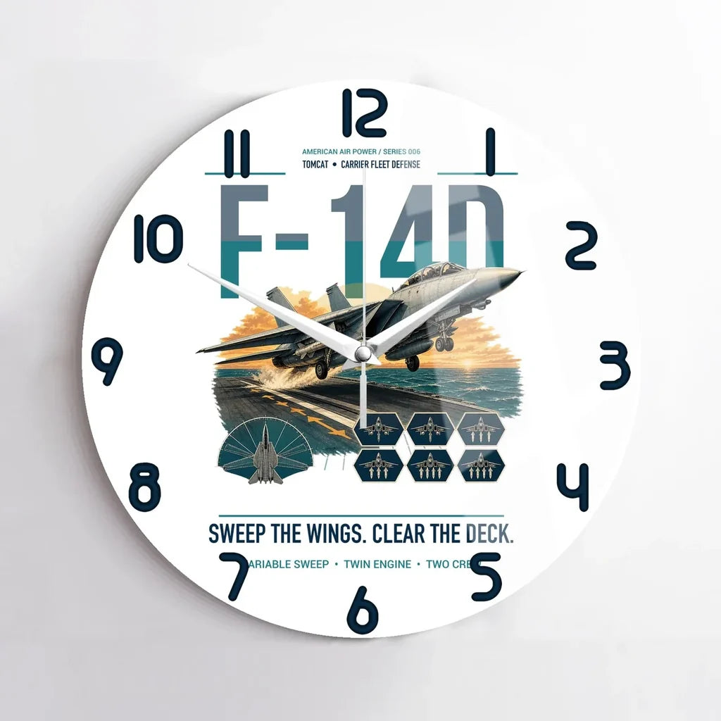 F-14D Tomcat design on white no frame wall clock