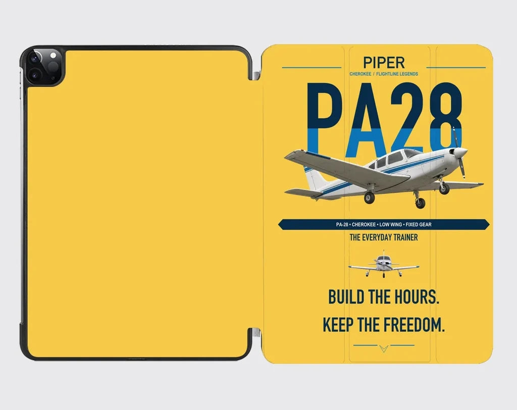 Piper PA-28 Cherokee design on yellow ipad tablet case