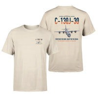 Thumbnail for C-130J-30 Super Hercules design on beige double-side t-shirt, double-side print