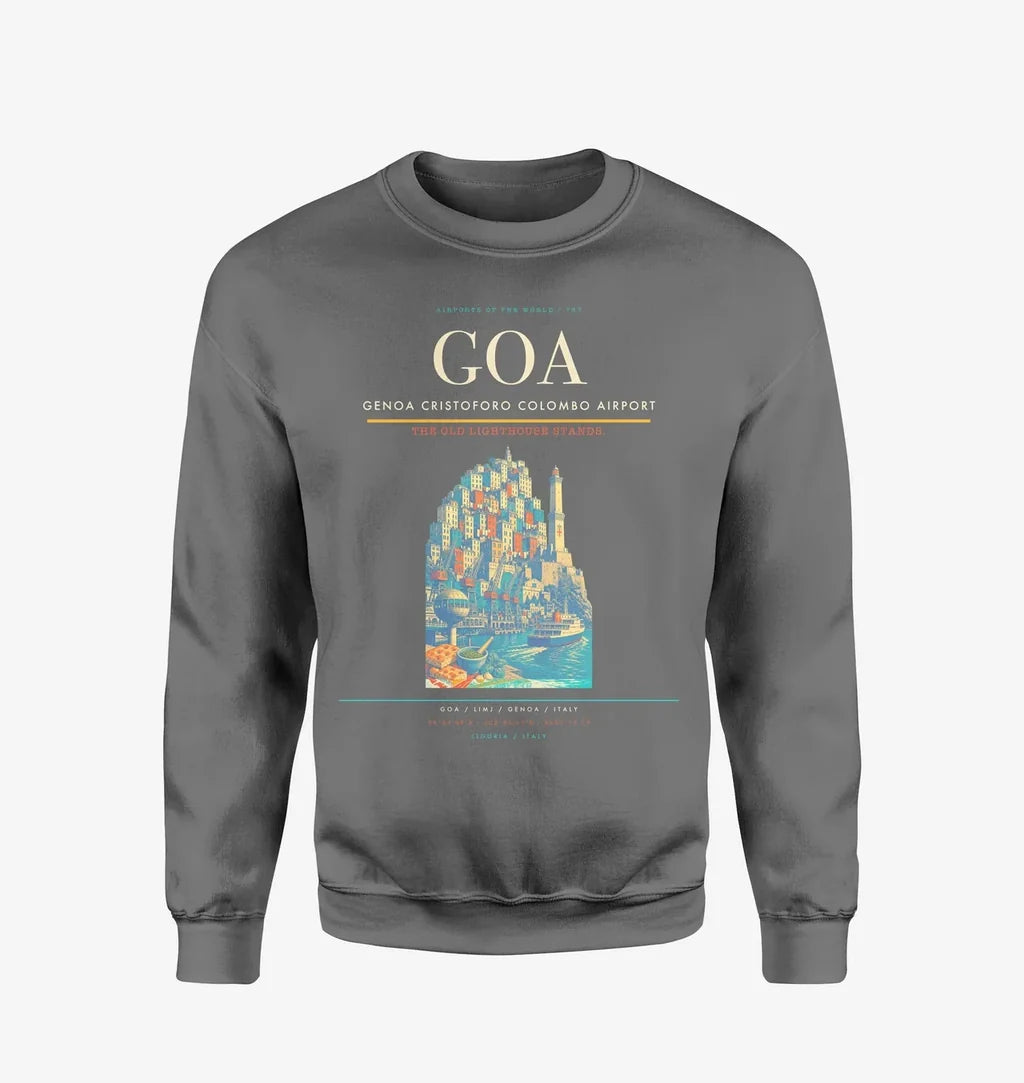 Genoa Cristoforo Colombo Airport (GOA) design on gray sweatshirt