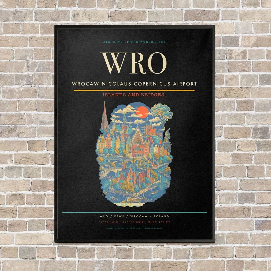 Wrocaw Nicolaus Copernicus Airport WRO - Canvas Framed - Black