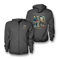 Thumbnail for VINTAGE G4311 - The Bicycle Messenger Handoff - Premium Zipped Hoodie design on darkgray